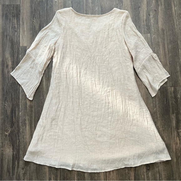 Women’s Tan Long Sleeves Round Neck Tunic Loose Fit Lined Dress Size L - Picture 10 of 13